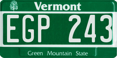 VT license plate EGP243
