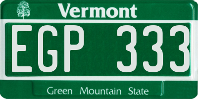 VT license plate EGP333