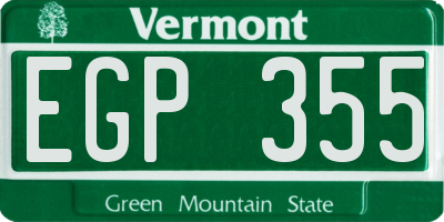 VT license plate EGP355