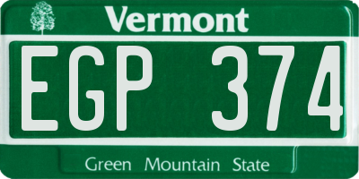 VT license plate EGP374