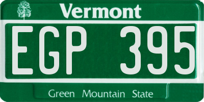 VT license plate EGP395