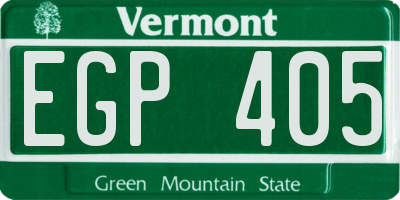 VT license plate EGP405