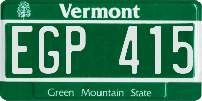 VT license plate EGP415