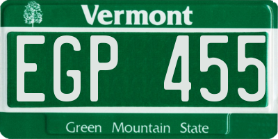 VT license plate EGP455