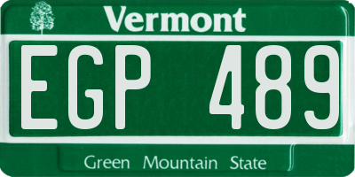 VT license plate EGP489
