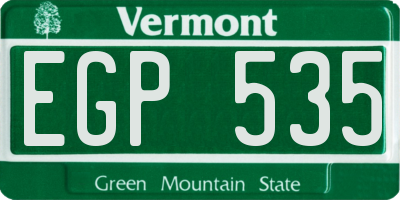 VT license plate EGP535