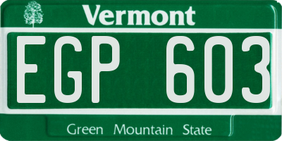 VT license plate EGP603