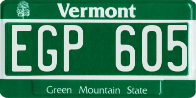 VT license plate EGP605
