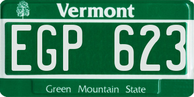 VT license plate EGP623
