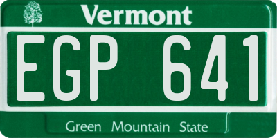 VT license plate EGP641