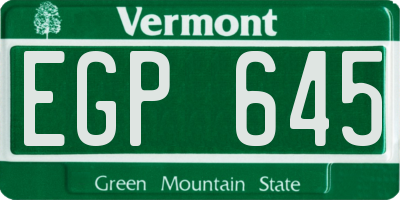 VT license plate EGP645