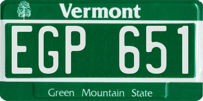 VT license plate EGP651