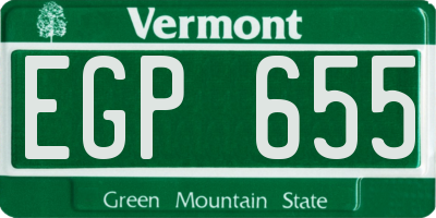 VT license plate EGP655