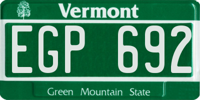 VT license plate EGP692