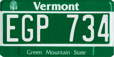 VT license plate EGP734