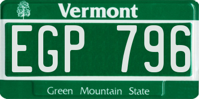 VT license plate EGP796