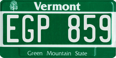 VT license plate EGP859