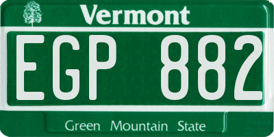 VT license plate EGP882