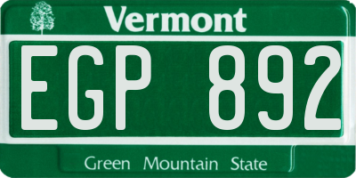 VT license plate EGP892