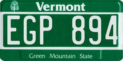 VT license plate EGP894