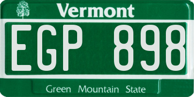 VT license plate EGP898