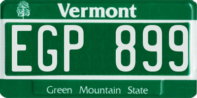 VT license plate EGP899