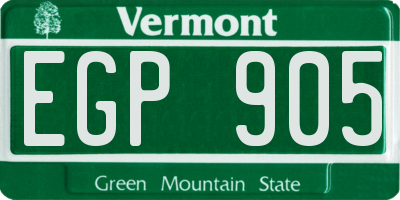 VT license plate EGP905