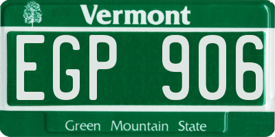VT license plate EGP906