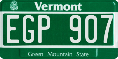 VT license plate EGP907
