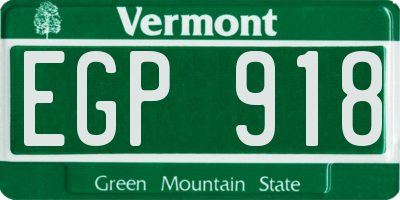 VT license plate EGP918