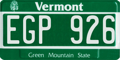 VT license plate EGP926