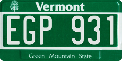 VT license plate EGP931