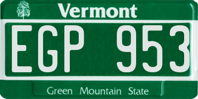 VT license plate EGP953