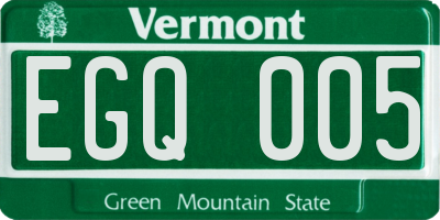 VT license plate EGQ005