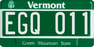 VT license plate EGQ011