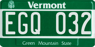 VT license plate EGQ032