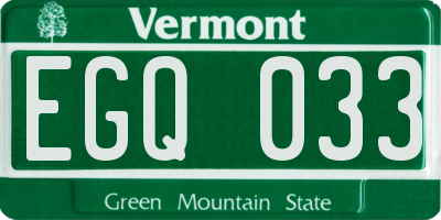 VT license plate EGQ033