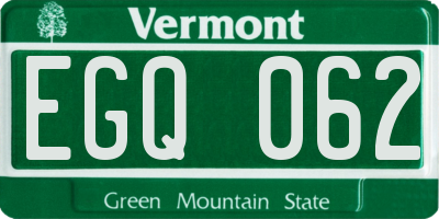 VT license plate EGQ062
