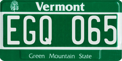 VT license plate EGQ065