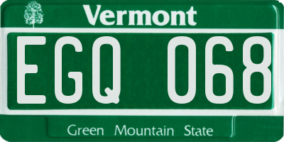 VT license plate EGQ068
