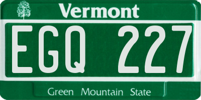 VT license plate EGQ227