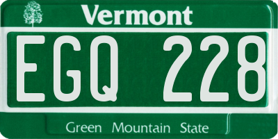 VT license plate EGQ228