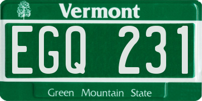 VT license plate EGQ231
