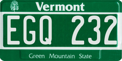 VT license plate EGQ232