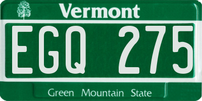 VT license plate EGQ275