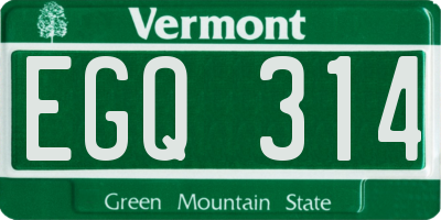 VT license plate EGQ314