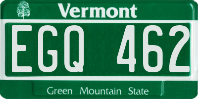 VT license plate EGQ462