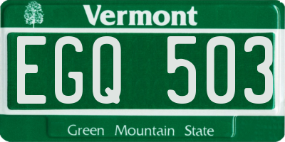 VT license plate EGQ503