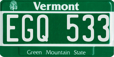VT license plate EGQ533