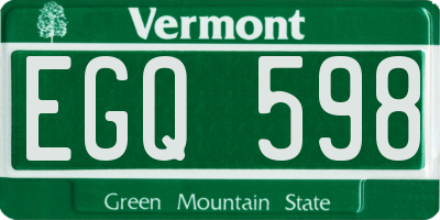 VT license plate EGQ598